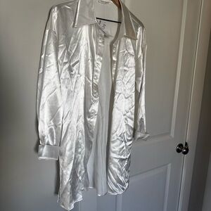 12th Tribe Shimmering White Satin Robe
